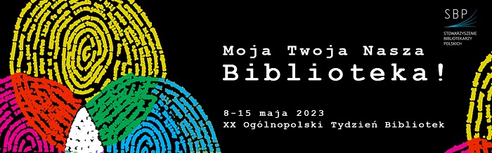 Ogólnopolski Tydzień Bibliotek 2023 plakat w poziomie